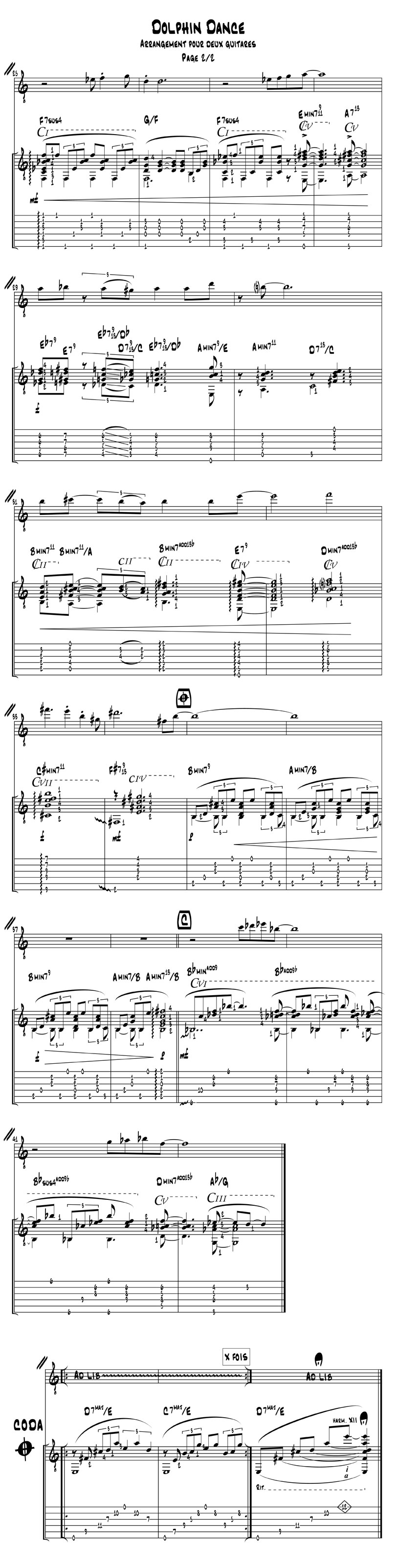 Dolphin Dance - Arrangement pour deux guitares - Partition page 2/2